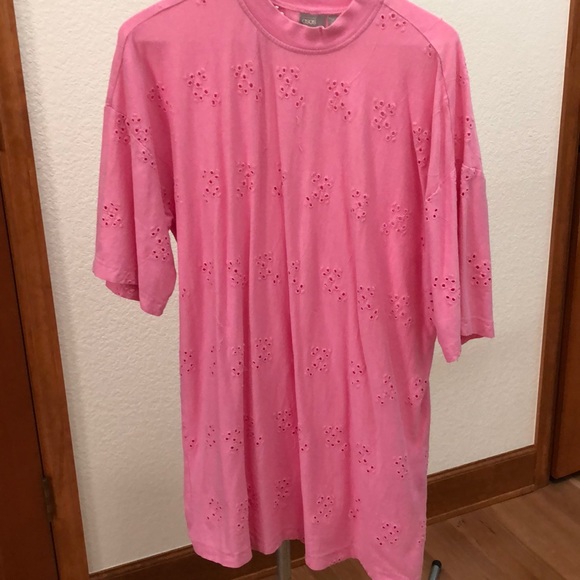 Tops | Asos Pink Embroidered Tee Shirt Dress | Poshmark